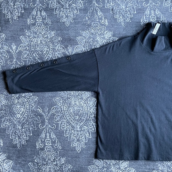 Madewell Button-Sleeve Turtleneck Top Black XL - Picture 2 of 8